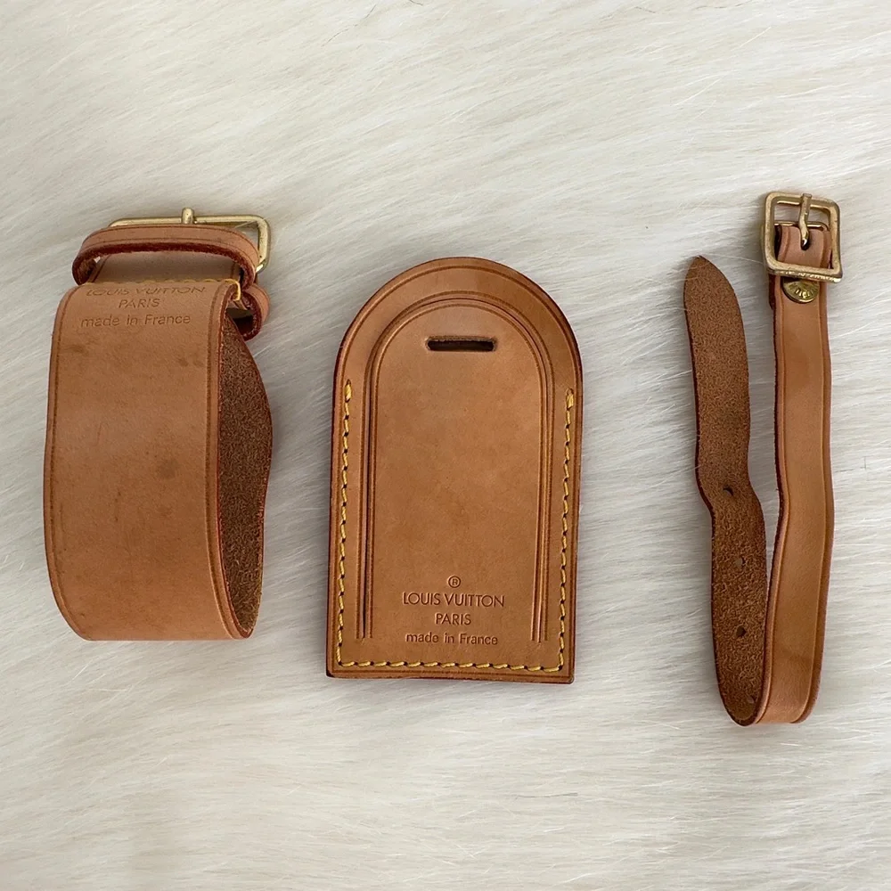 ✨Authentic LOUIS VUITTON Vachetta Leather Luggage Tag With Looping Strap Holder - Picture 2 of 16